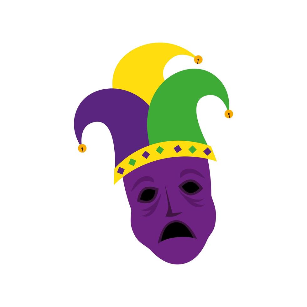 Máscara de mardi gras aislada y diseño de vector de sombrero