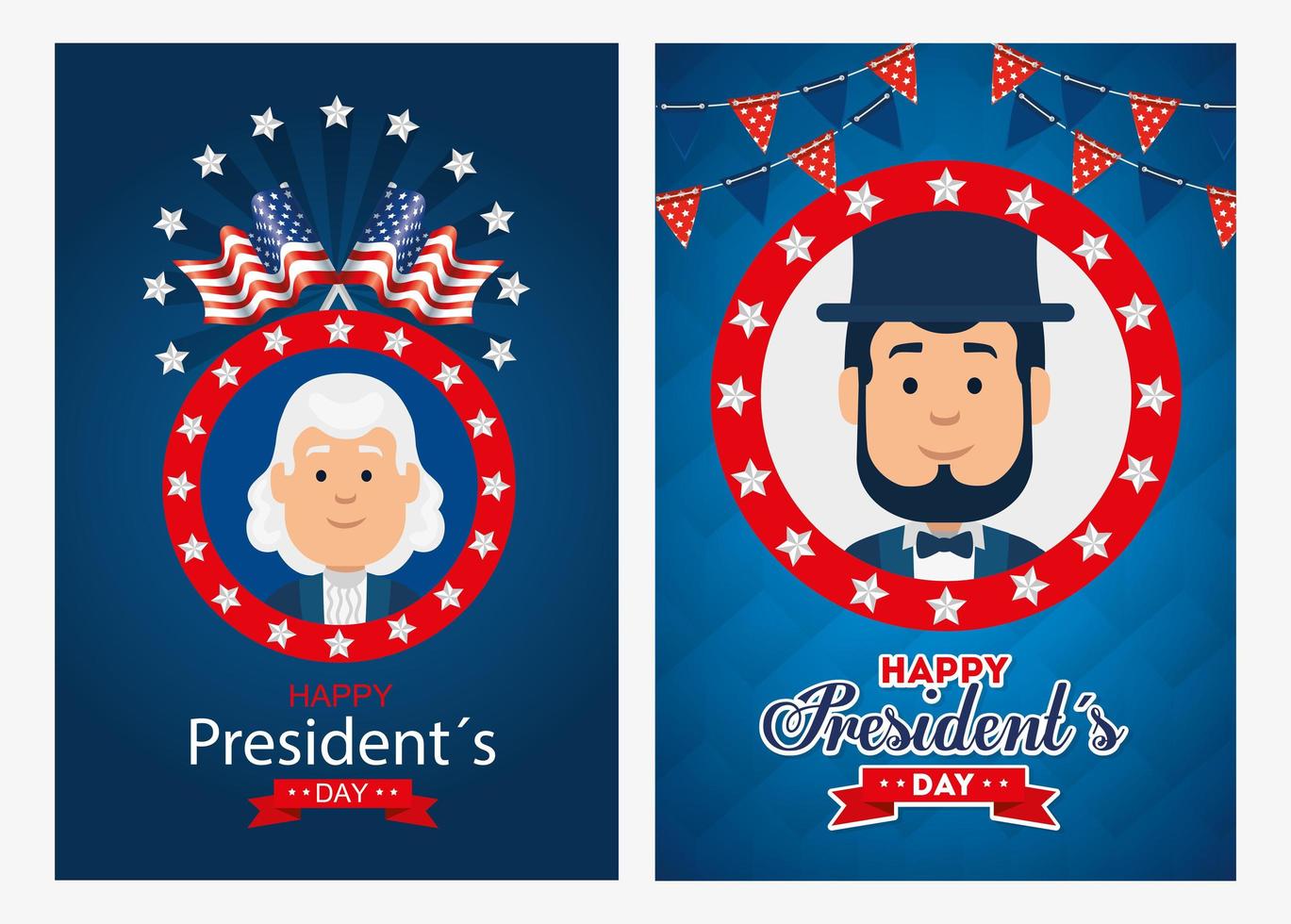 hombres avatares dibujos animados de estados unidos feliz día de los presidentes diseño vectorial vector