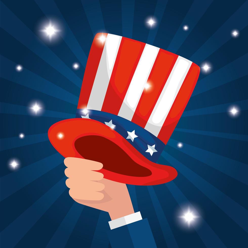 Hand holding hat of usa happy presidents day vector design