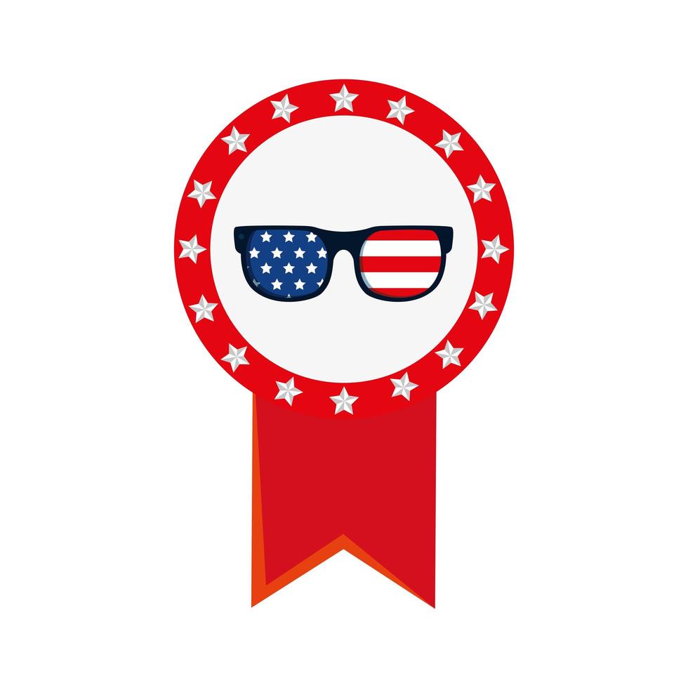 Isolated usa glasses inside seal stamp vector design