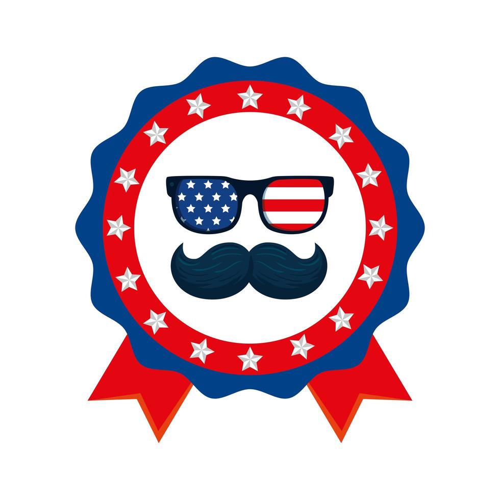 Isolated usa glasses and mustache vector design