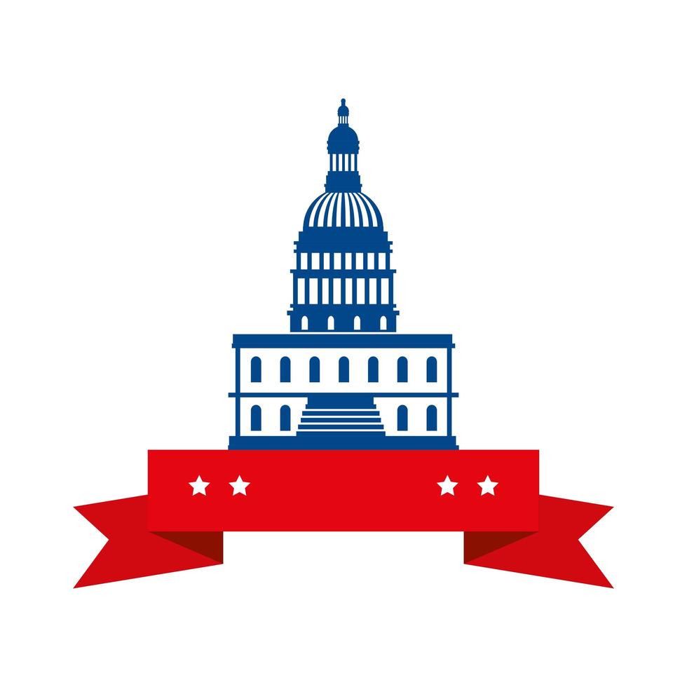 Capitolio de Estados Unidos aislado y diseño vectorial de cinta vector