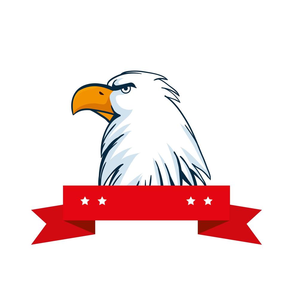 Isolated eagle bird cartoon and ribbon vector design