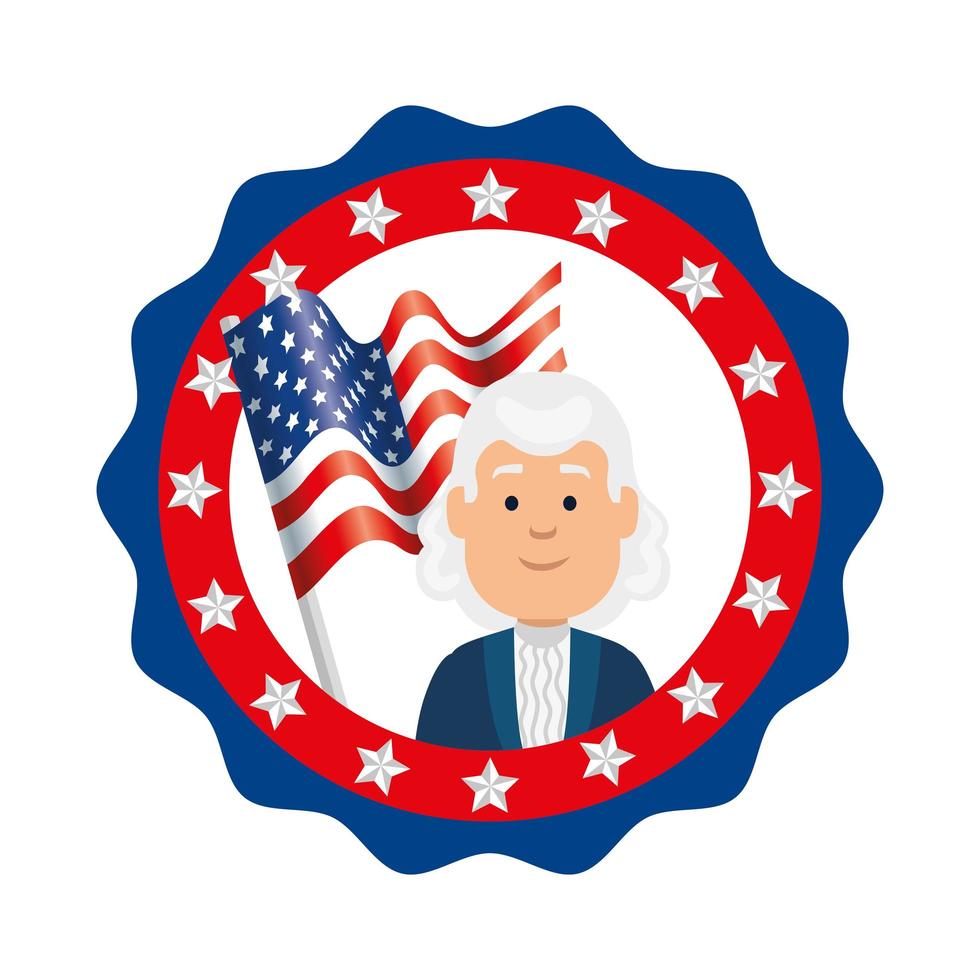 Hombre aislado presidente de Estados Unidos dentro del sello de diseño vectorial de sello vector