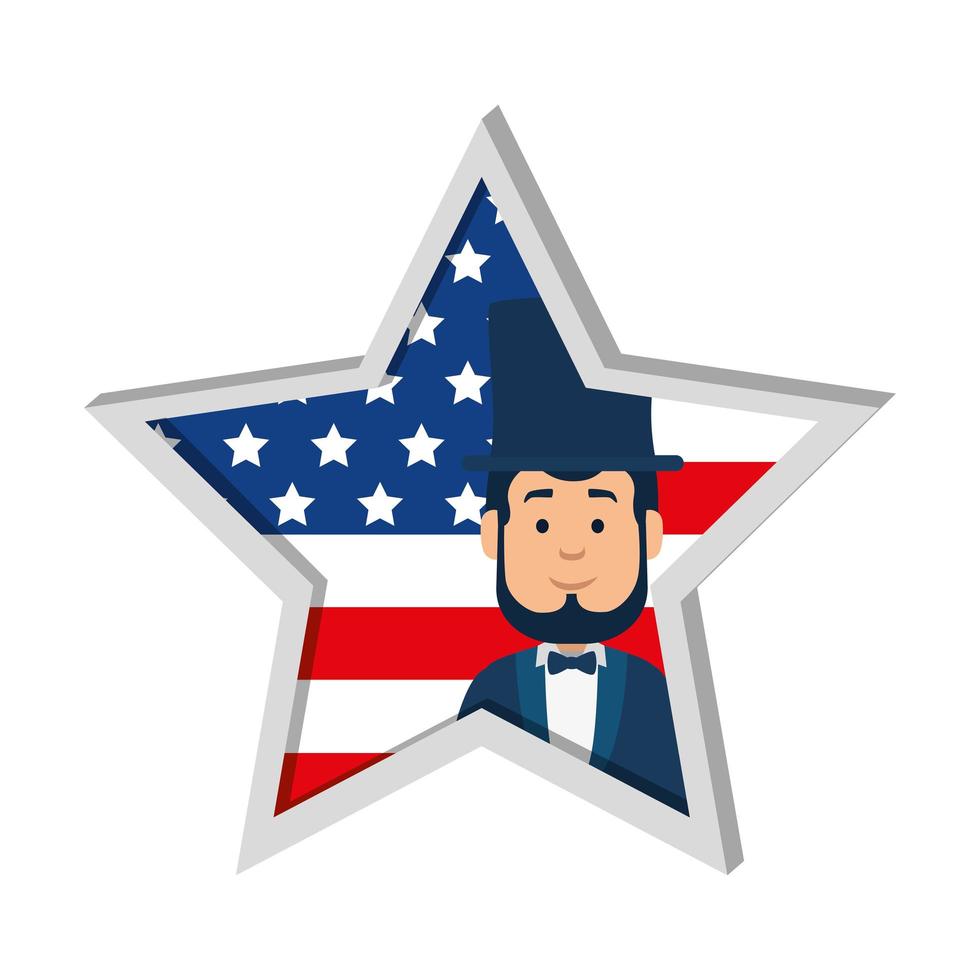 Isolated usa president man inside star vector design