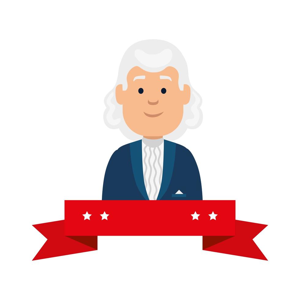 Diseño de vector de cinta y hombre de presidente de Estados Unidos aislado