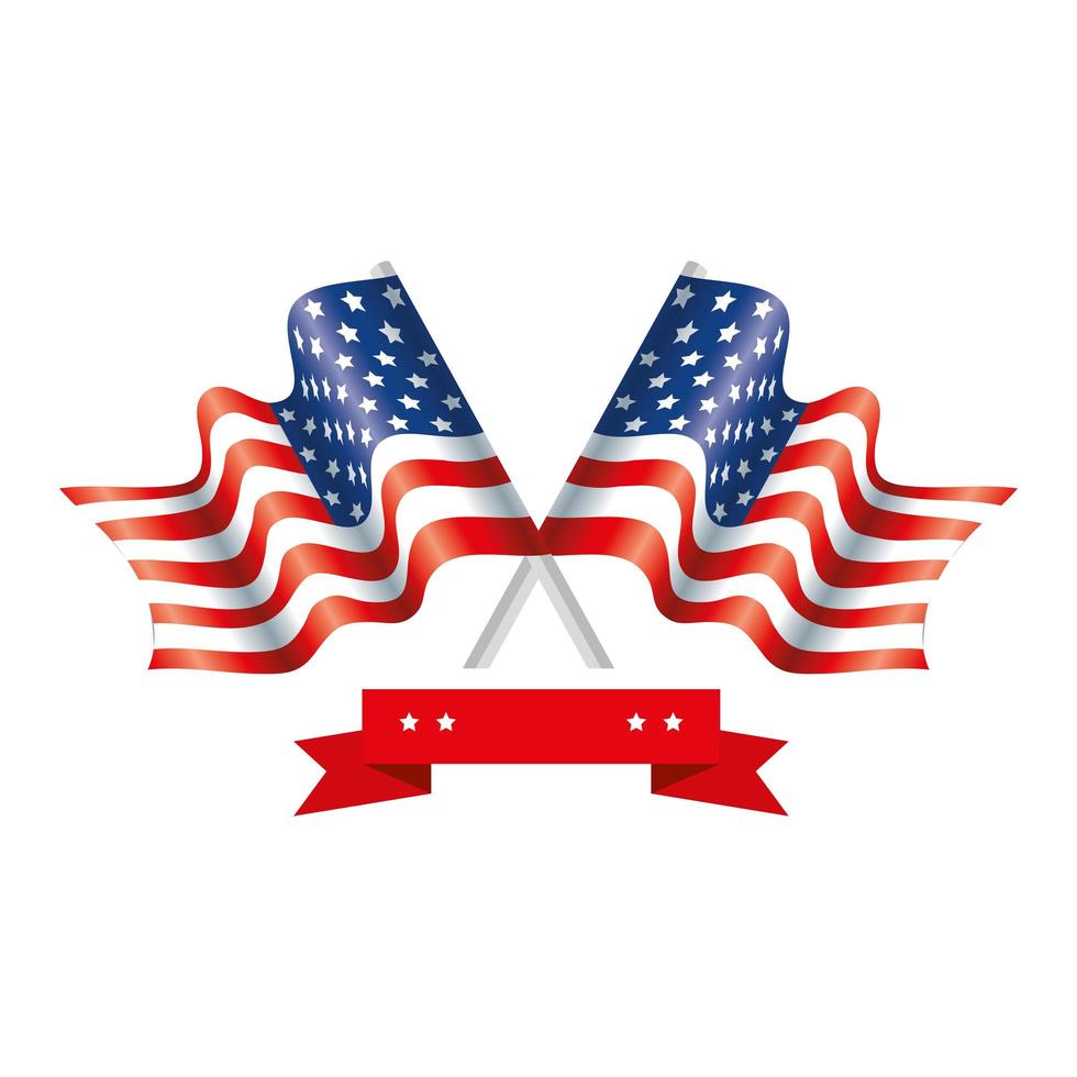 Usa flag and ribbon vector design