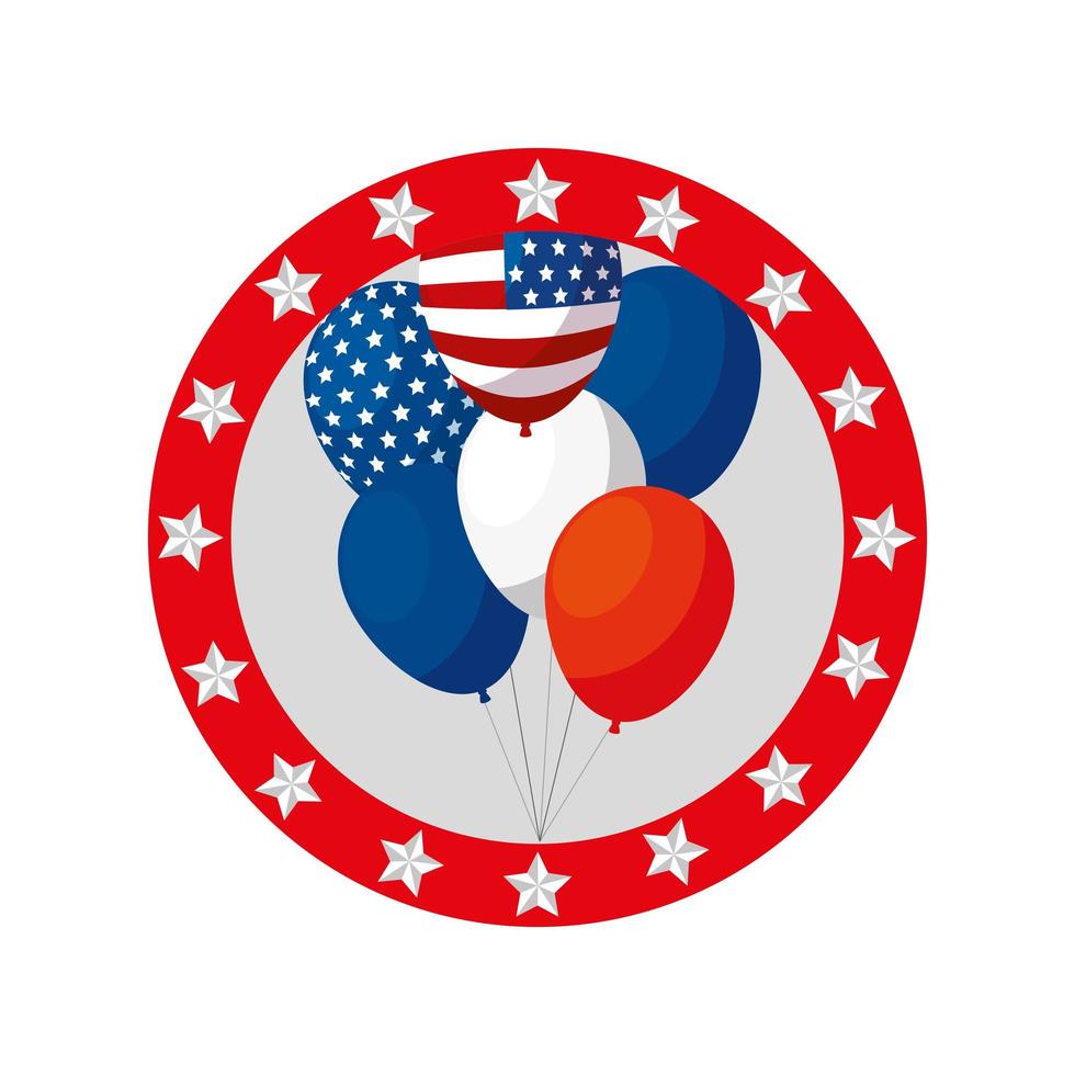 Isolated usa balloons inside seal stamp vector design