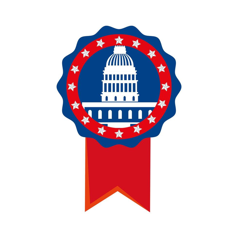 Isolated usa capitol inside seal stamp vector design