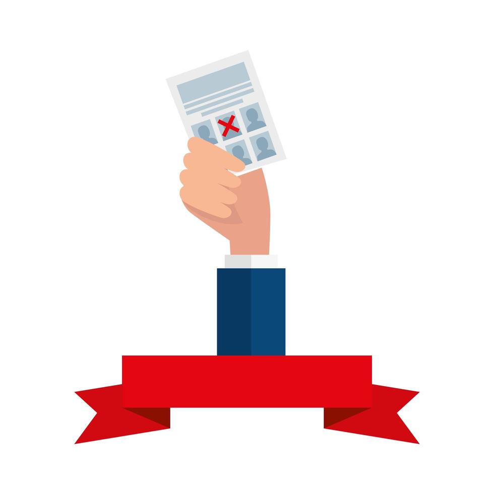 Isolated hand holding vote paper vector design