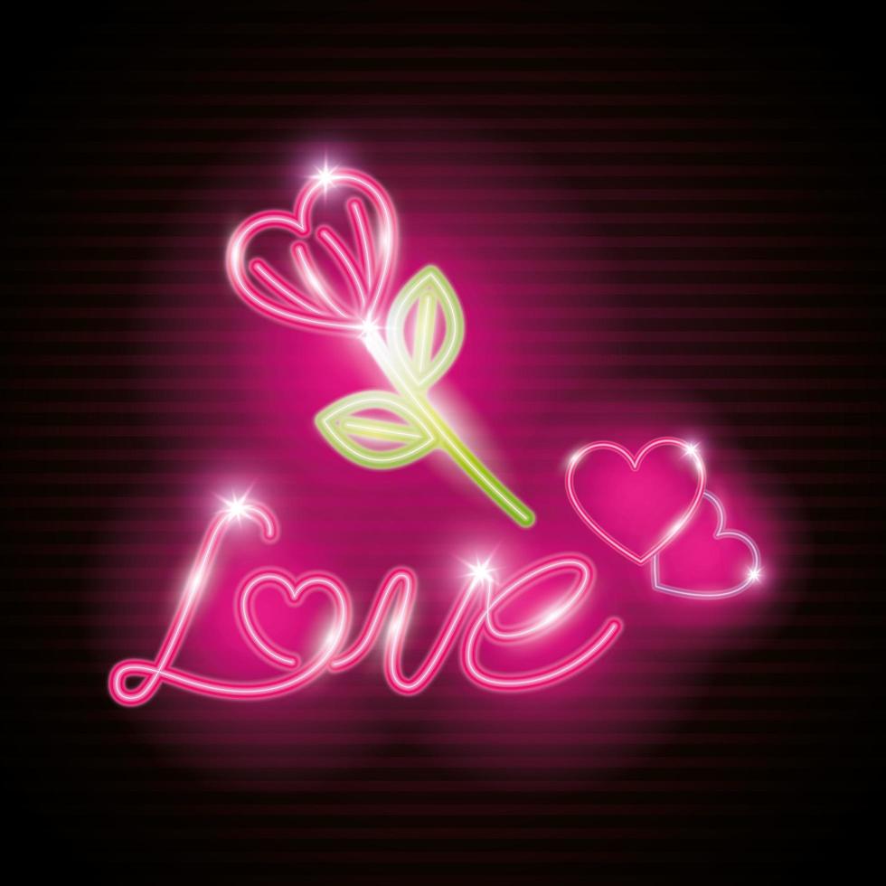 love label in neon light, valentines day vector