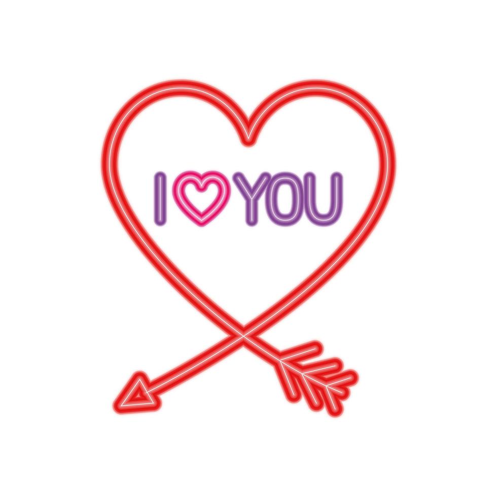 silhouette of heart in neon light, valentines day vector