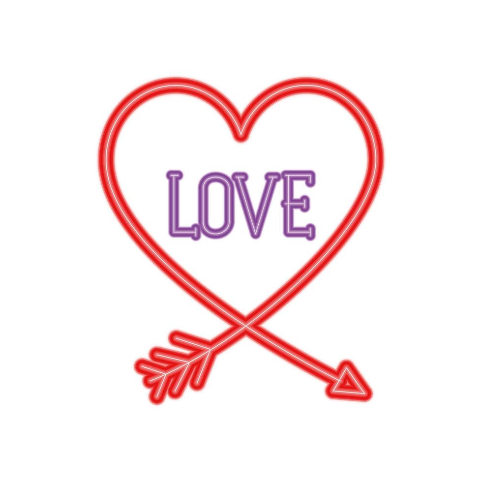 silhouette of heart in neon light, valentines day vector