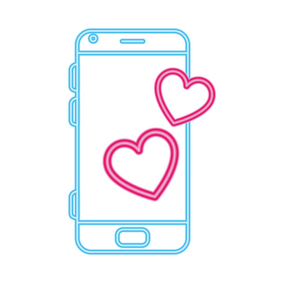 smartphone screen in neon light on white background vector