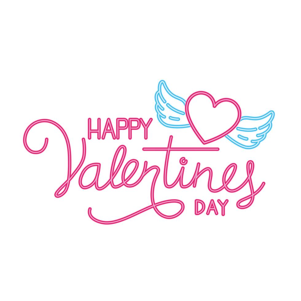 happy valentines day label in neon light vector