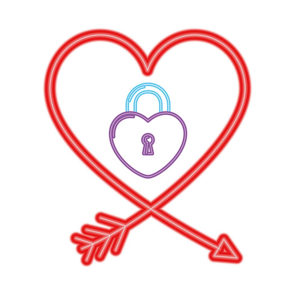 silhouette of heart in neon light, valentines day vector