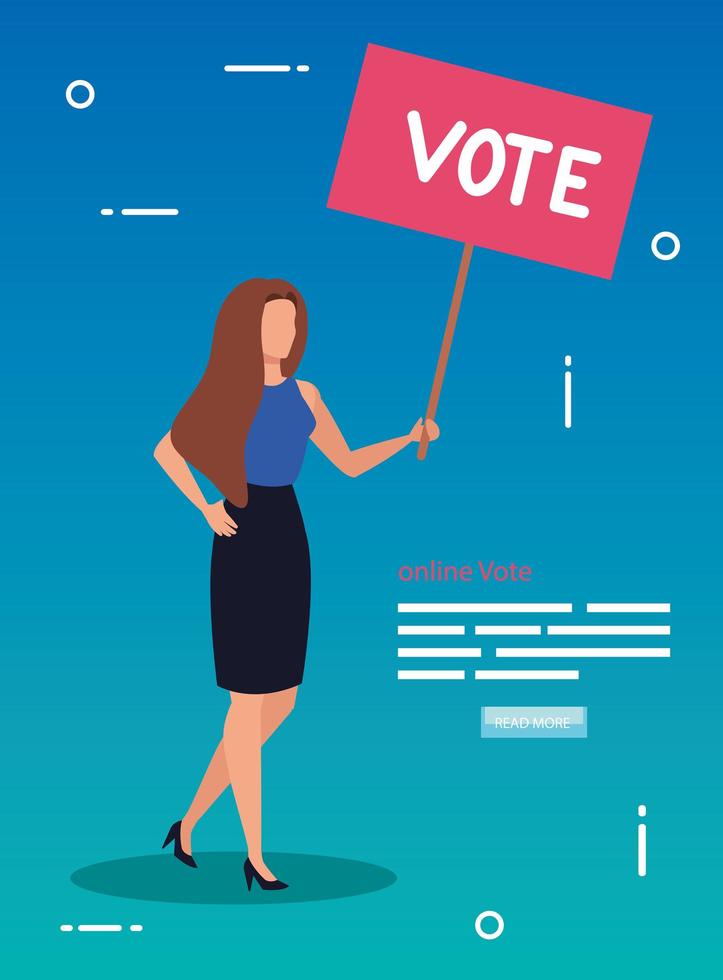 poster of vote online with business woman vector