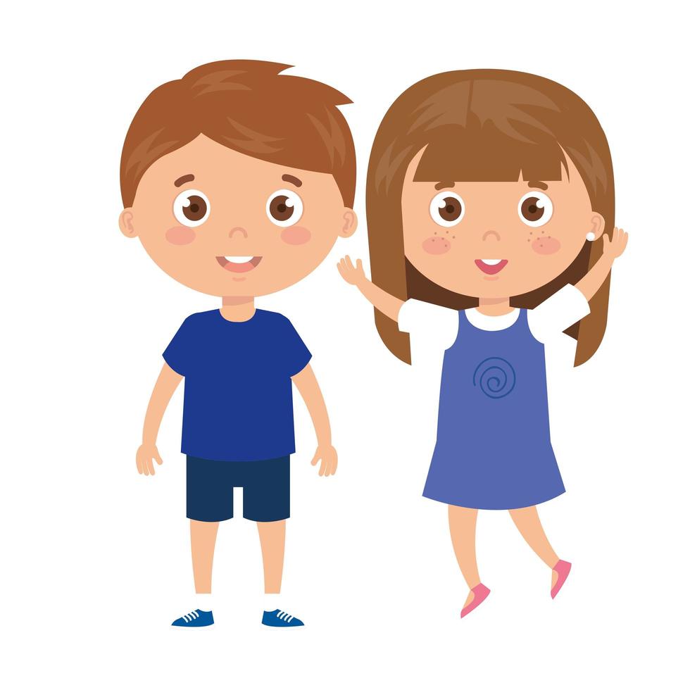 children standing on white background vector