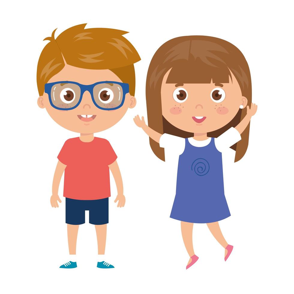 children standing on white background vector