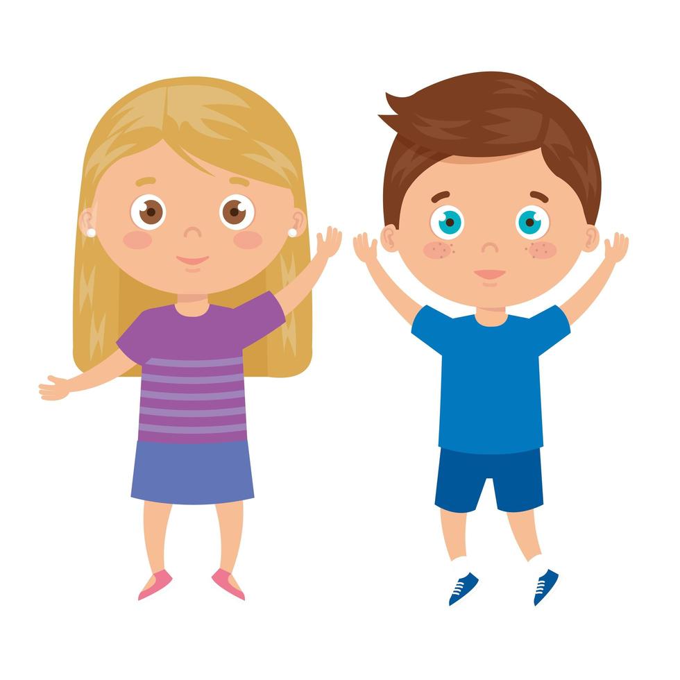 children standing on white background vector