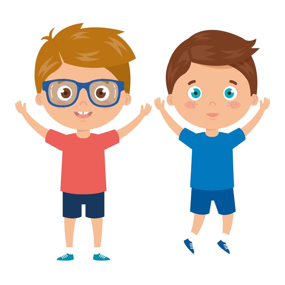 handsome boys standing on white background vector