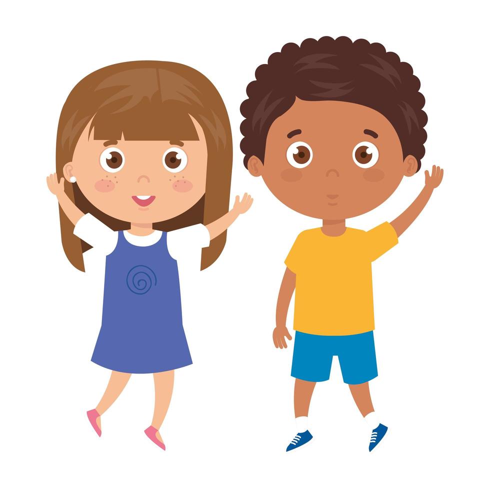 children standing on white background vector