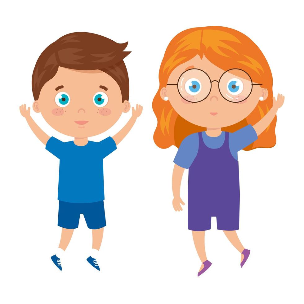 children standing on white background vector