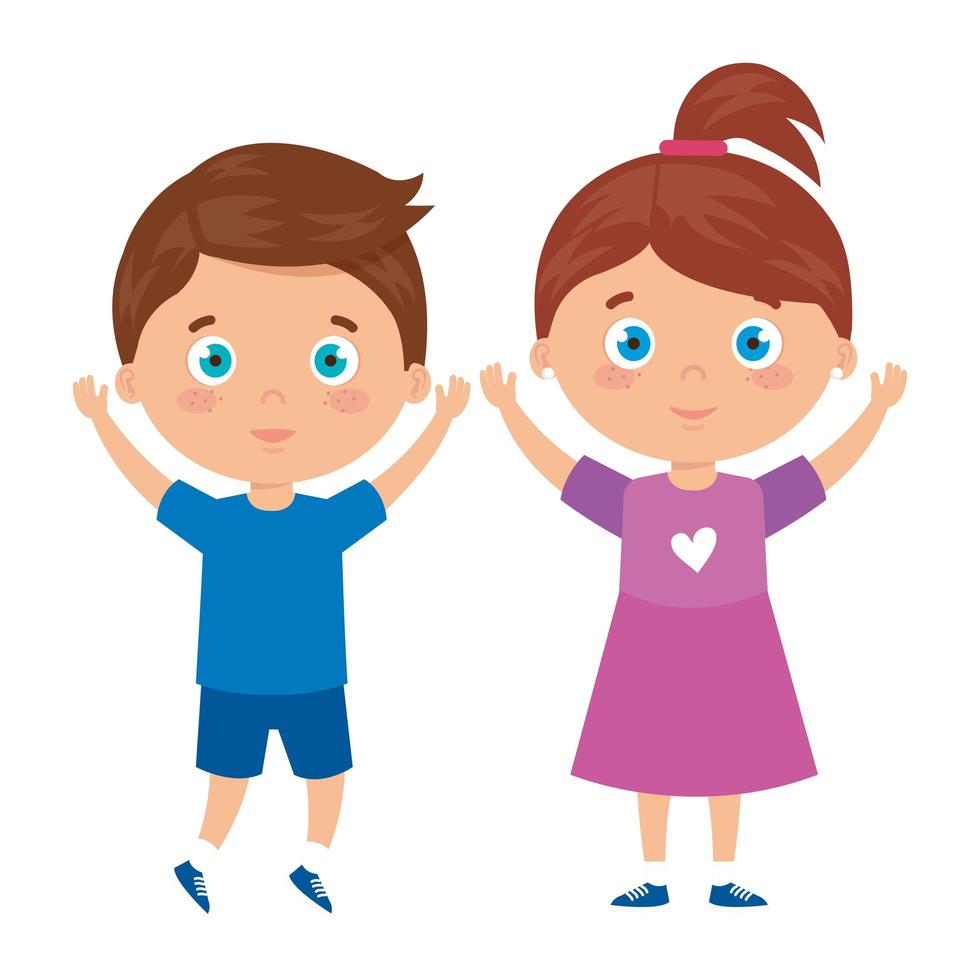 children standing on white background vector