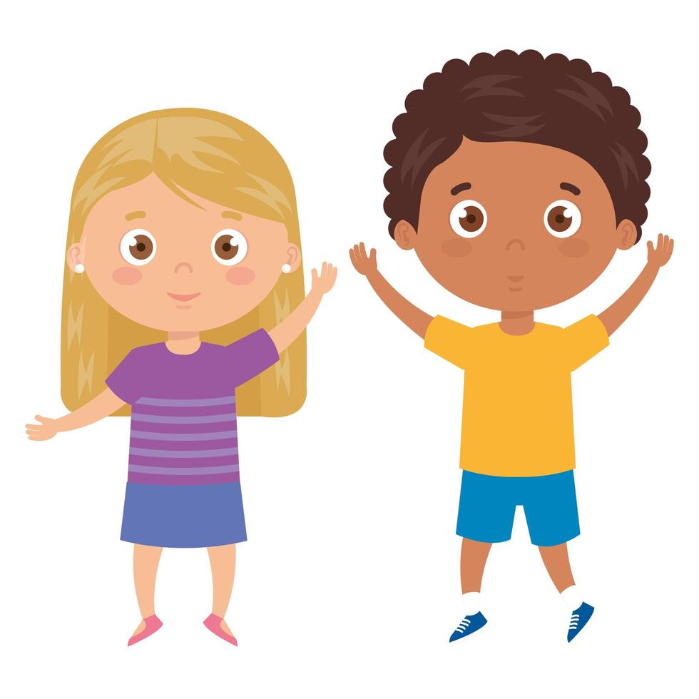 children standing on white background vector