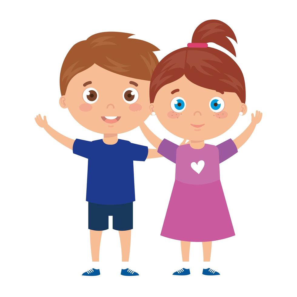 children standing on white background vector