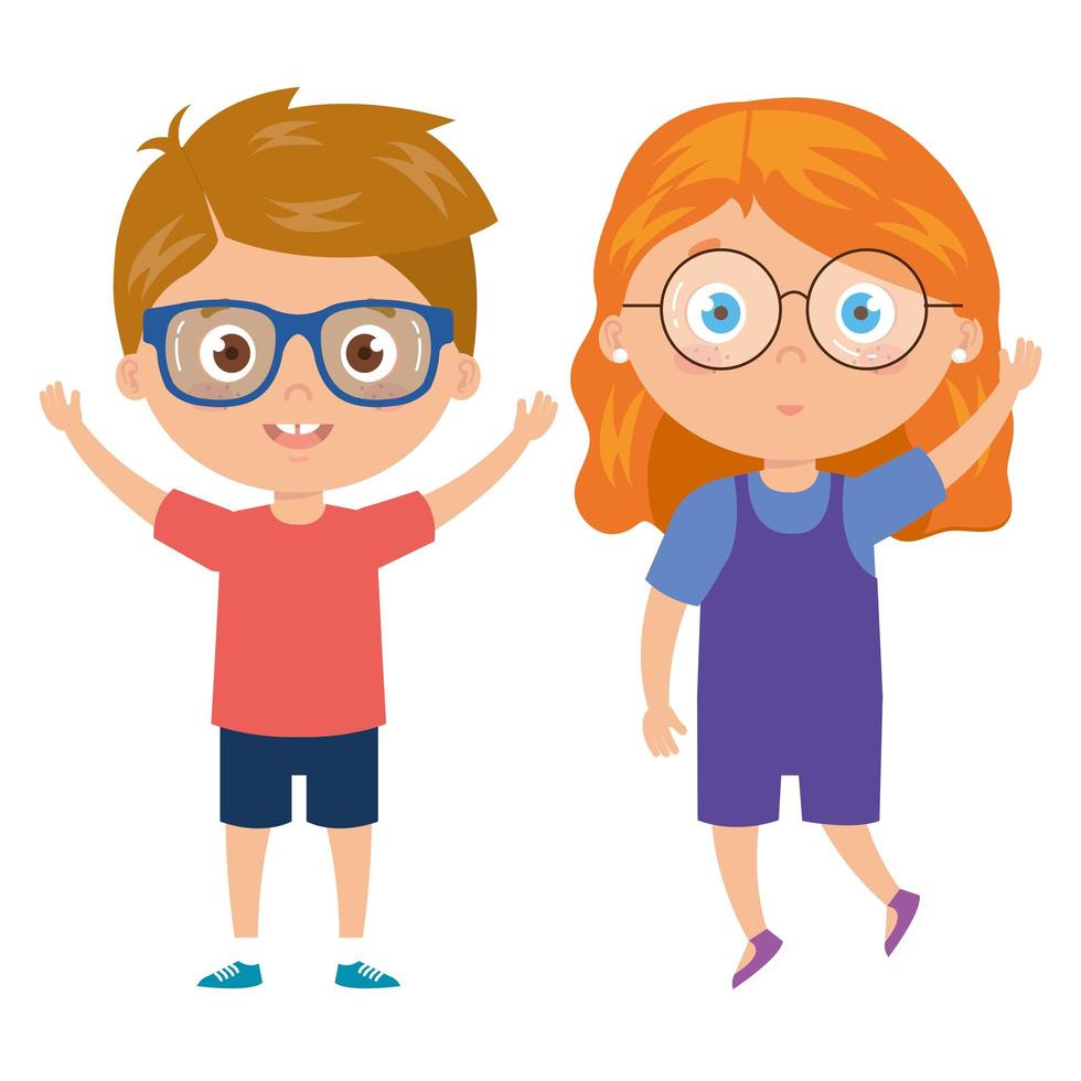 children standing on white background vector