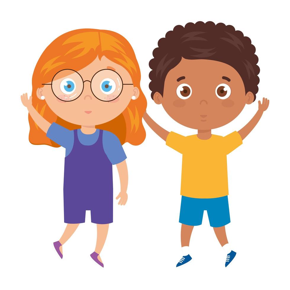 children standing on white background vector