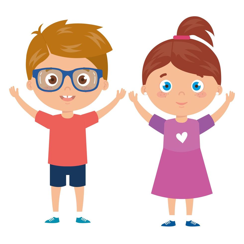 children standing on white background vector