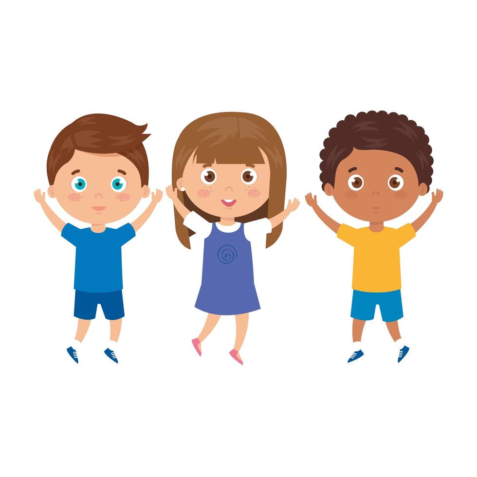 children standing on white background vector