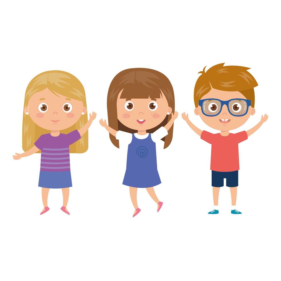 children standing on white background vector