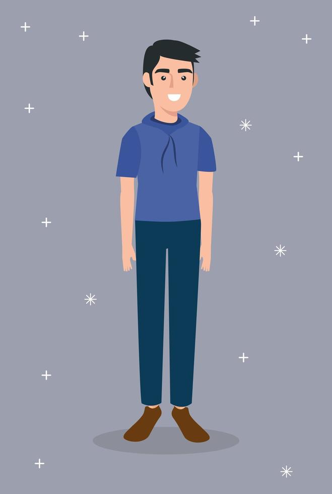 icono de personaje de avatar de hombre joven vector