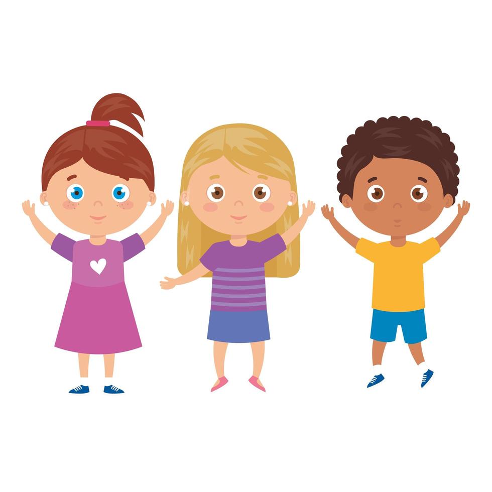 children standing on white background vector