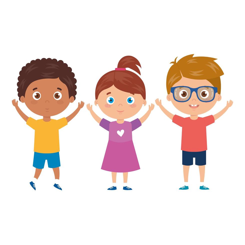 children standing on white background vector