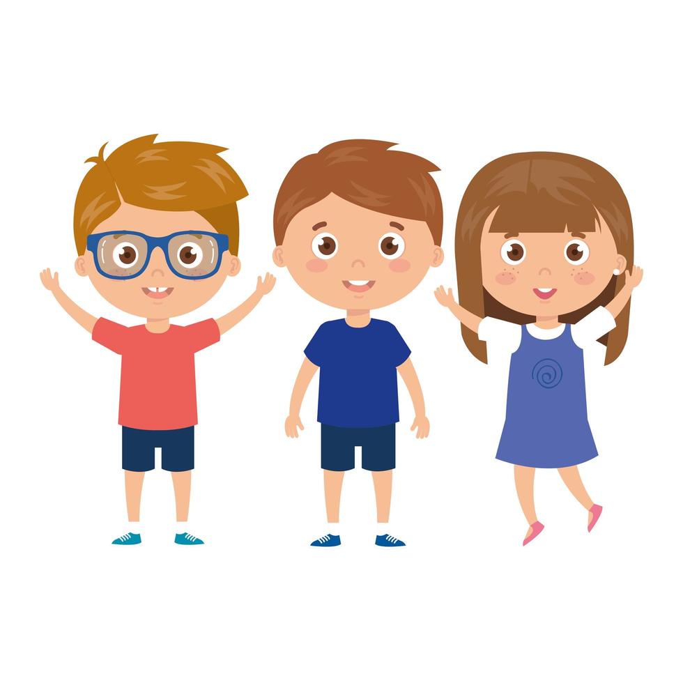 children standing on white background vector