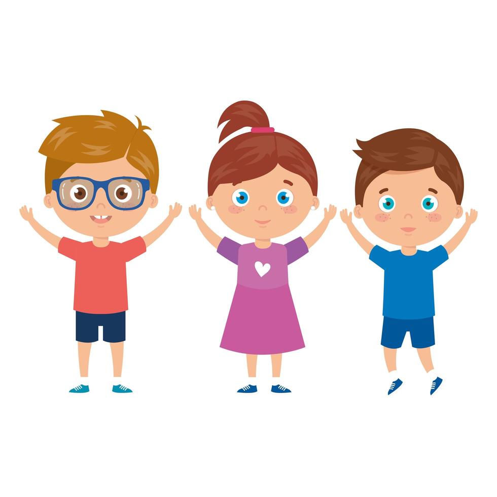 children standing on white background vector