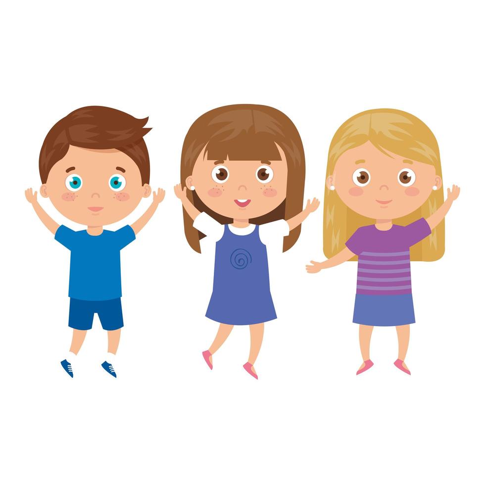 children standing on white background vector