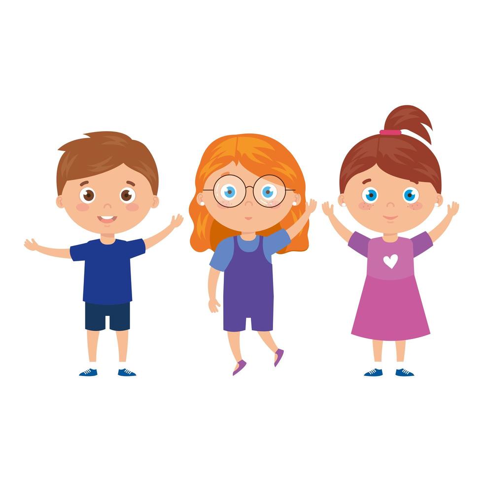 children standing on white background vector