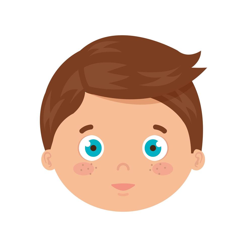 head of boy smiling on white background vector