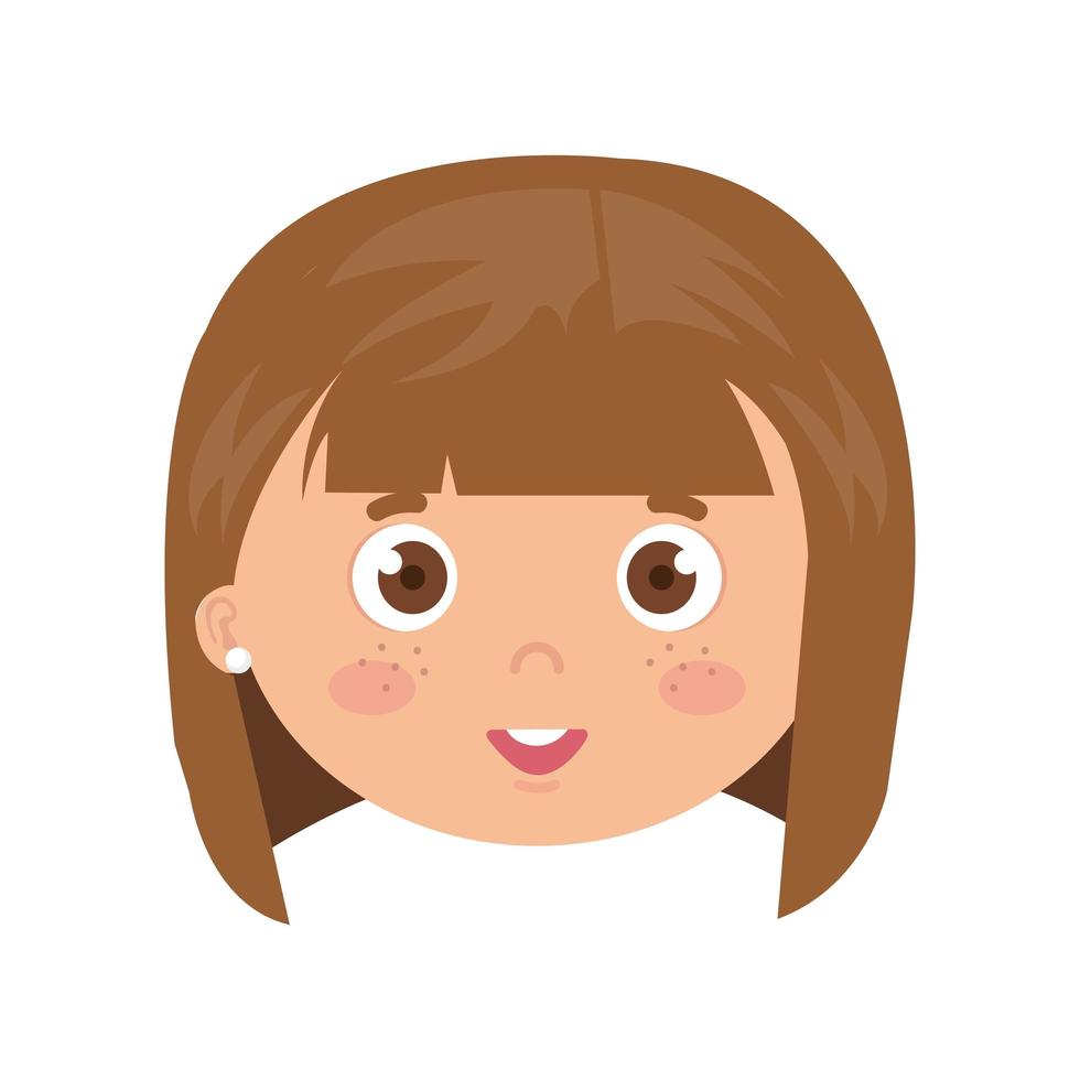 head of girl smiling on white background vector