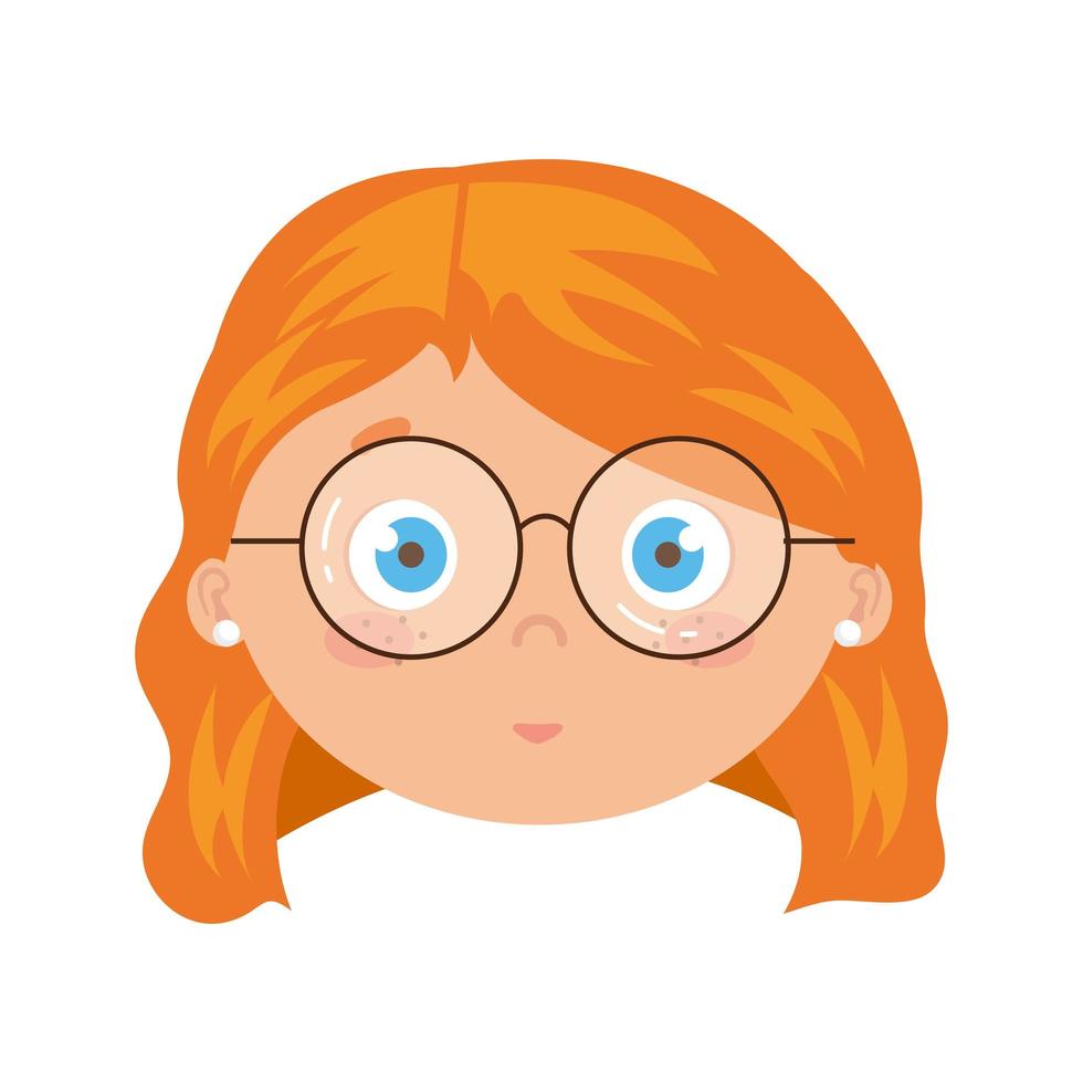 head of girl smiling on white background vector