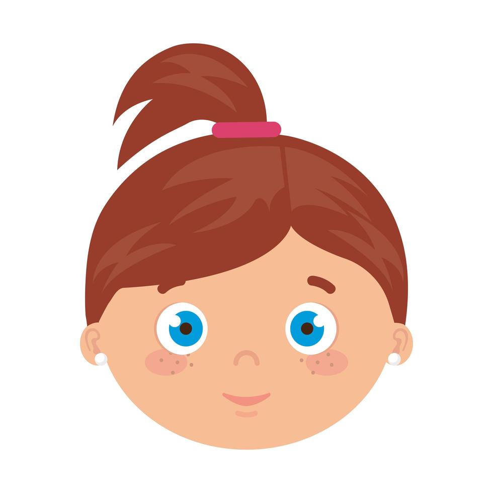 head of girl smiling on white background vector