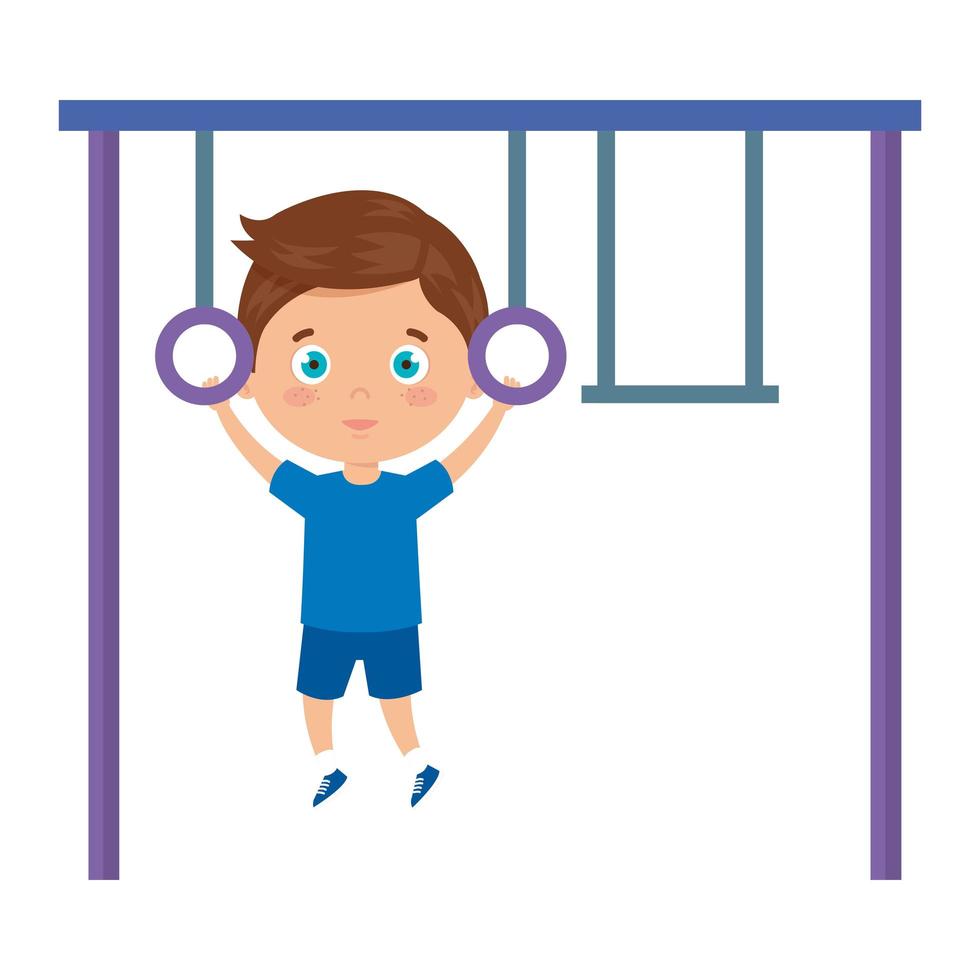 cute boy in park games on white background vector