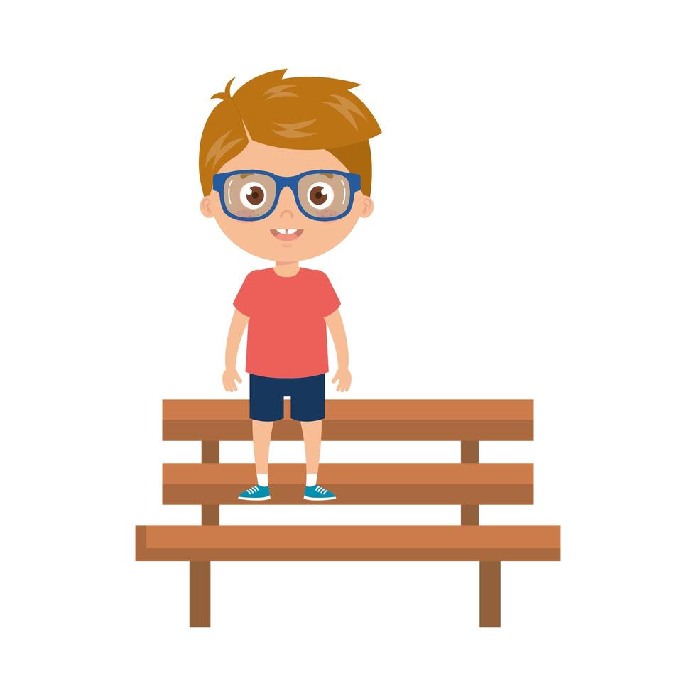 boy on park chair on white background vector