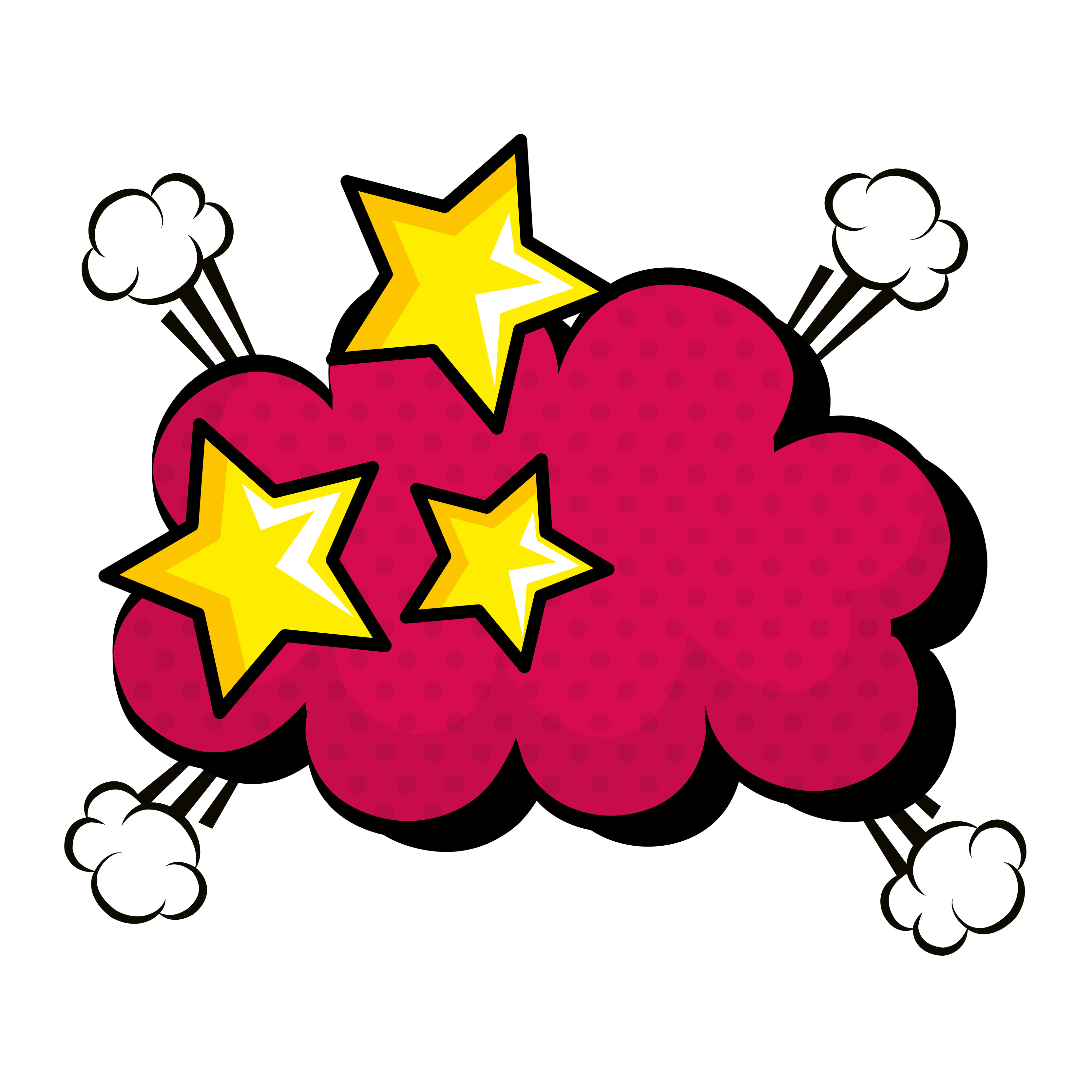 stars yellow color with cloud style pop art 4476569 Vector Art at Vecteezy