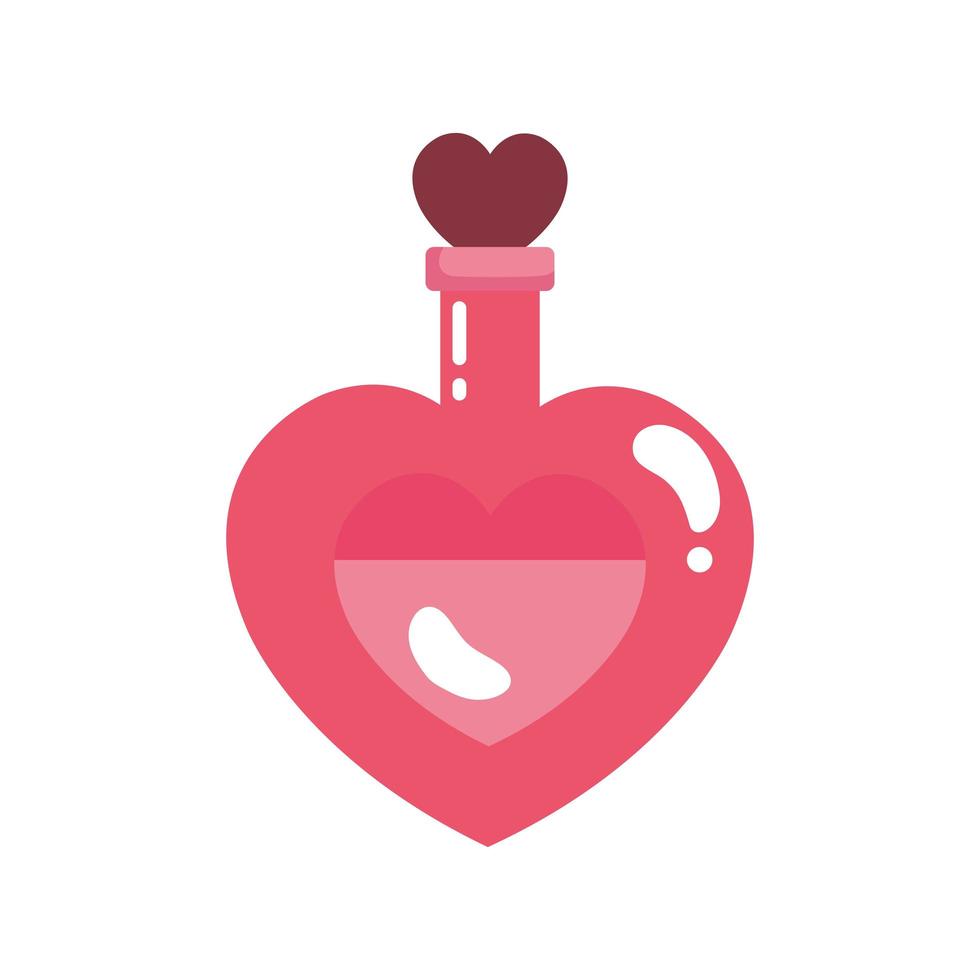 fragrance with heart bottle isolated icon vector